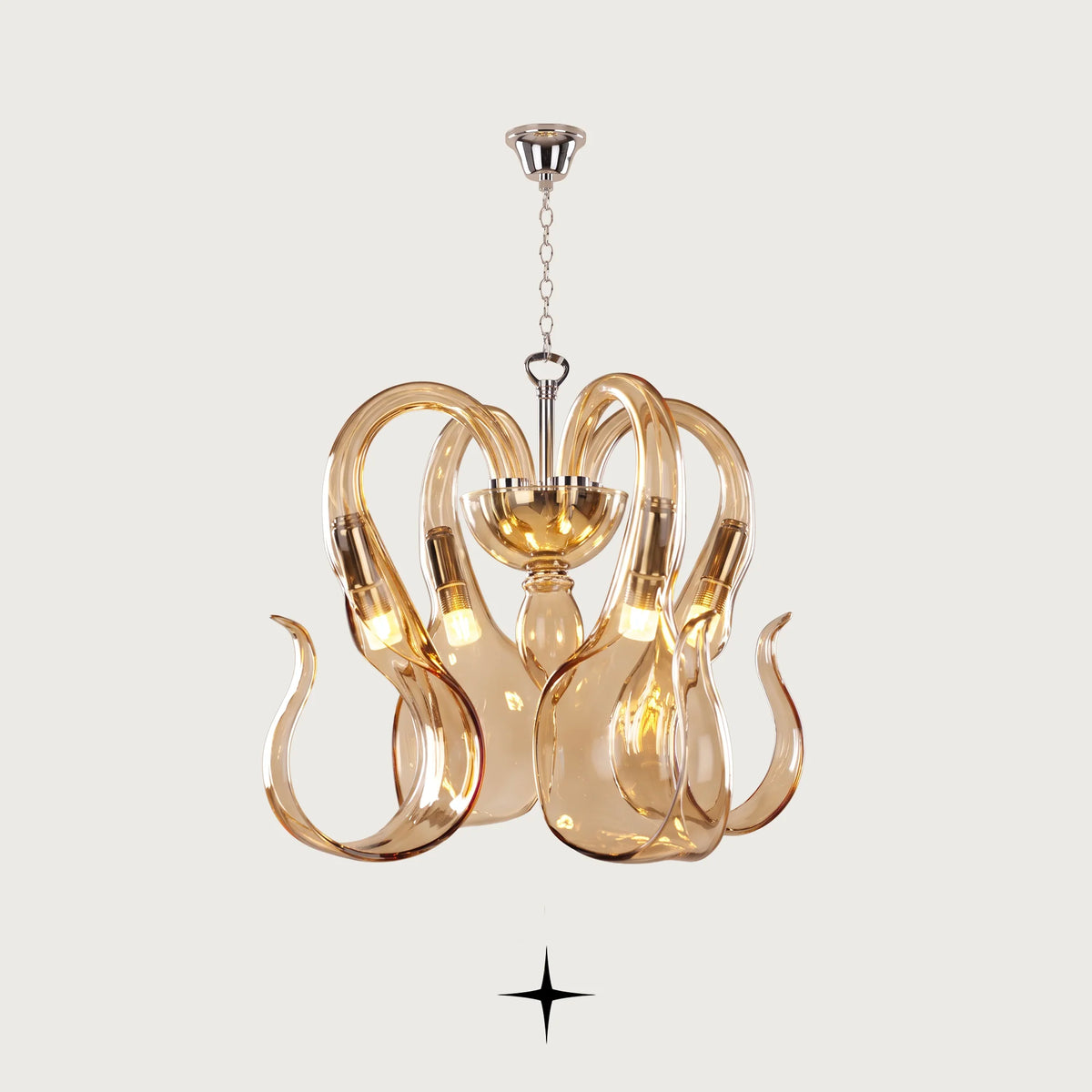 Matilda Chandelier featuring graceful elongated white bohemian crystal arms in 3-arm and 4-arm options