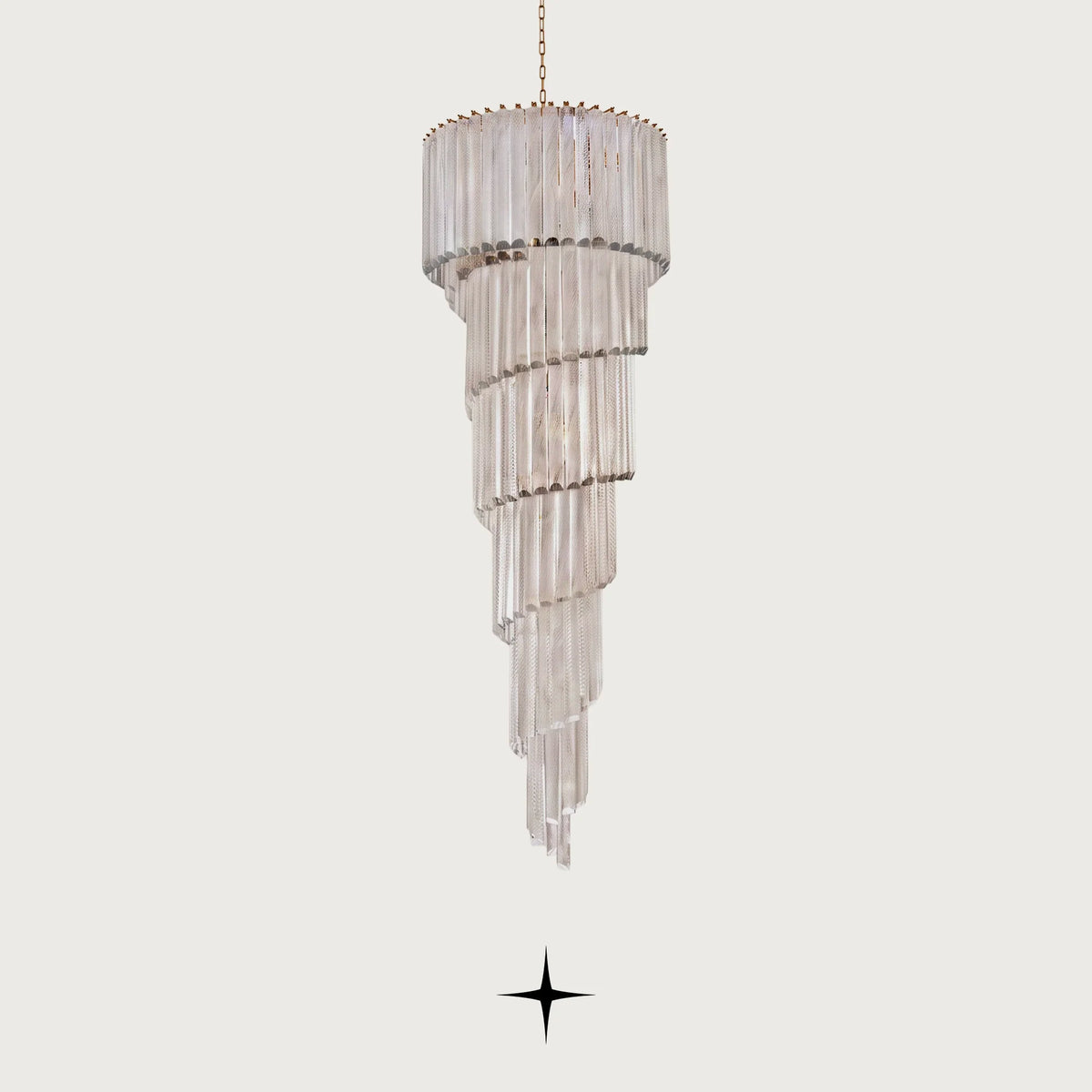 Bride 6-tiered glass spiral chandelier with gold finished brass frame