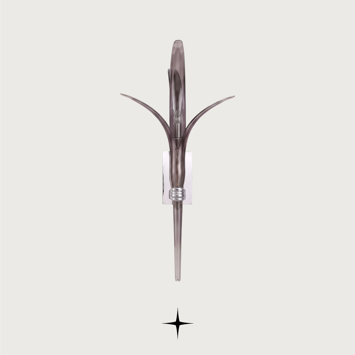 Camelia wall light fixture featuring minimalist Bohemian crystal flowers with upward-facing blades.