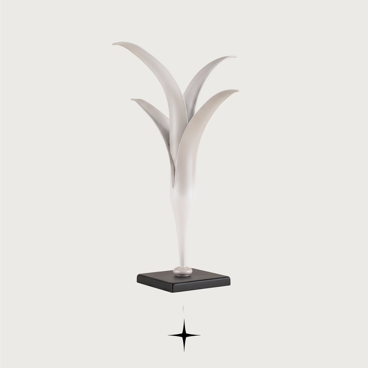 Camelia modern luxury table light featuring minimalist Bohemian crystal flower design with upward-facing blades.