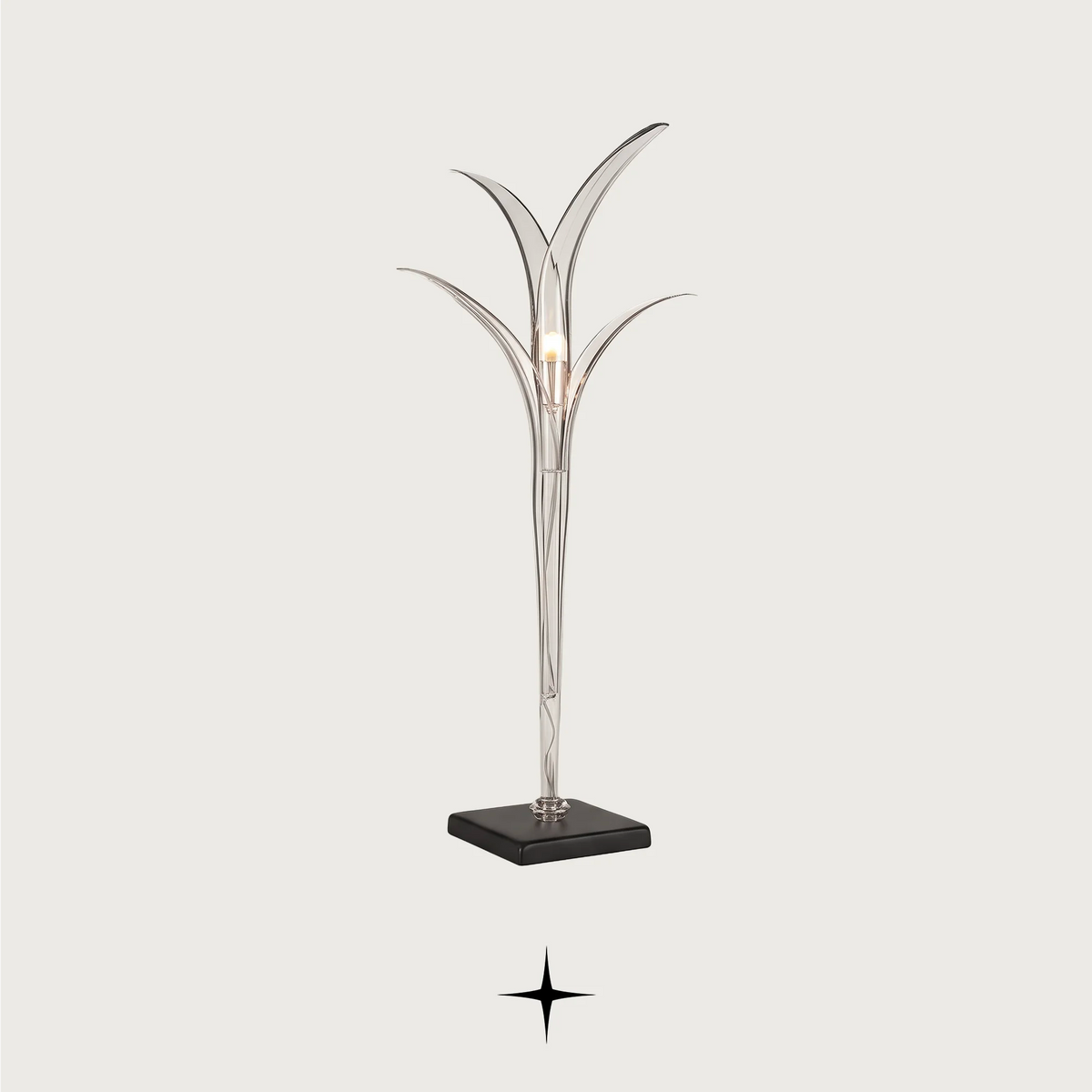 Catrina modern luxury table light with sleek silver and gray silhouette for sophisticated living spaces.