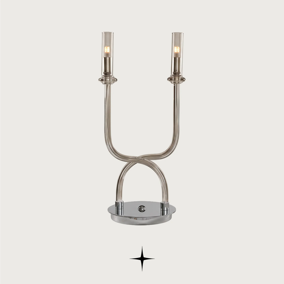 Daisy luxury table light featuring polished chrome frame with crystal arms
