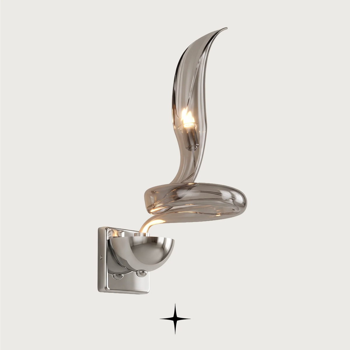 Dream wall light fixture featuring gracefully swirling crystal arms and exquisite curves.
