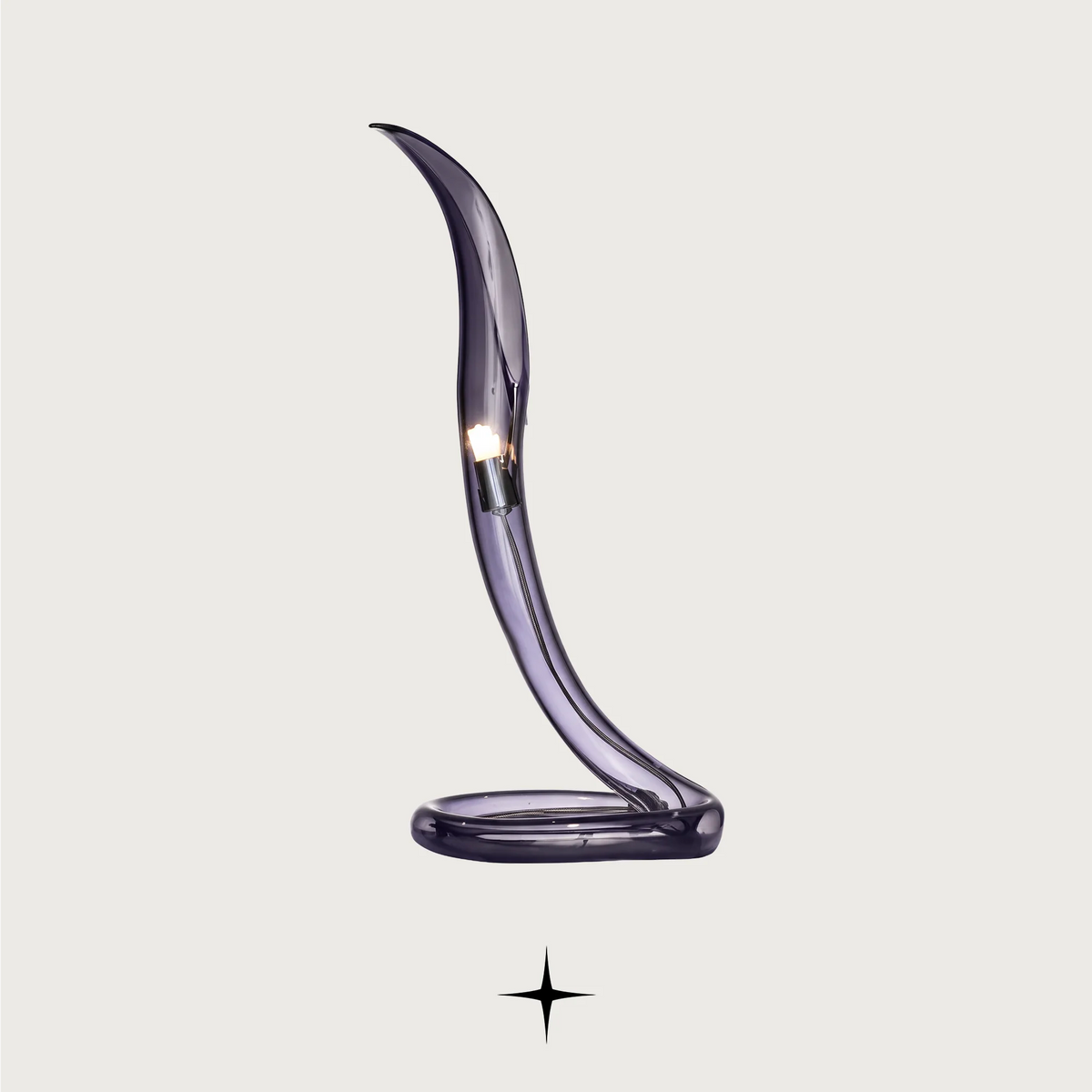 Dream modern luxury table light with curved purple glass and refined metallic accent for sophisticated living spaces.