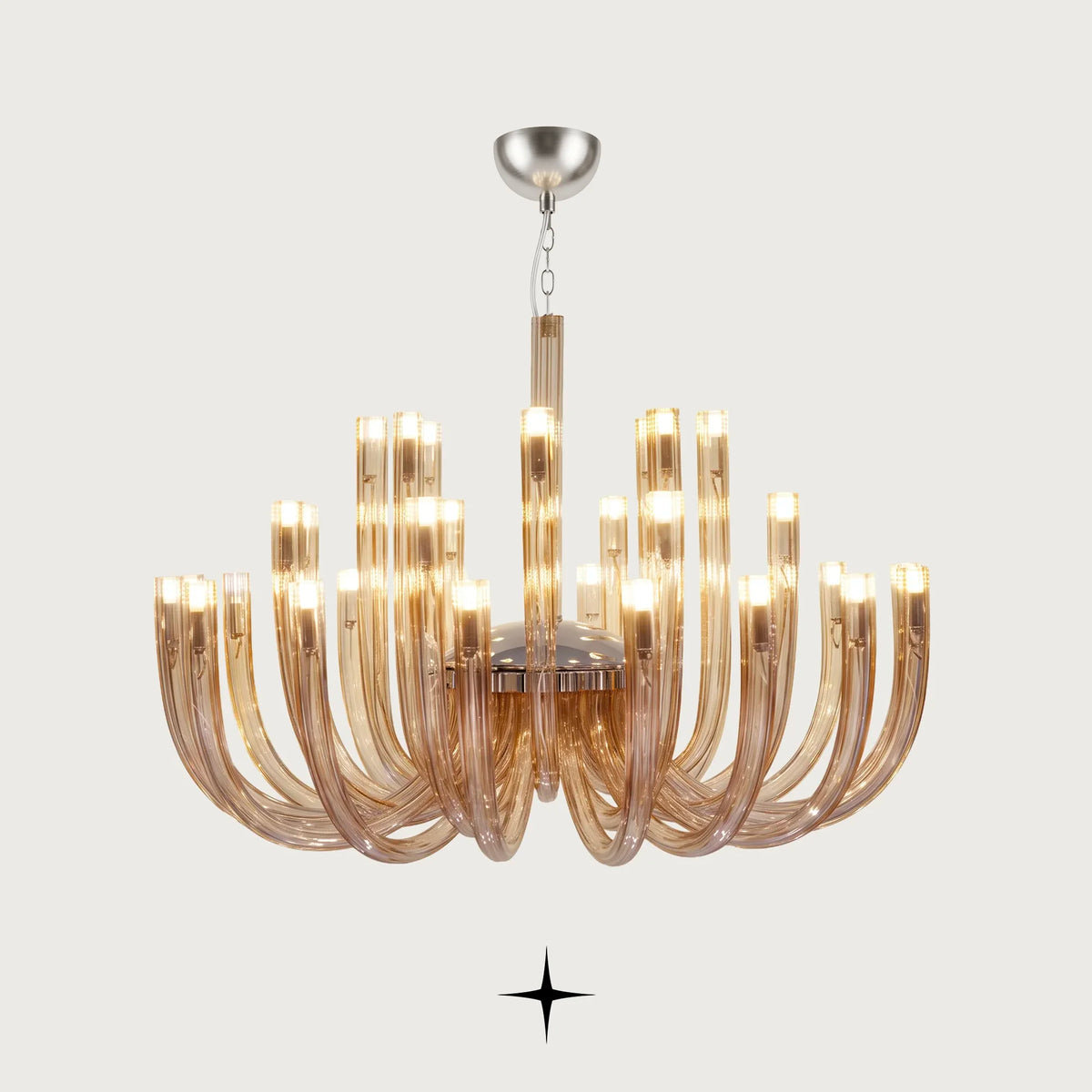 Elegant Bliss Chandelier featuring cascading ribbed Bohemian crystal tubes in a contemporary luxury design