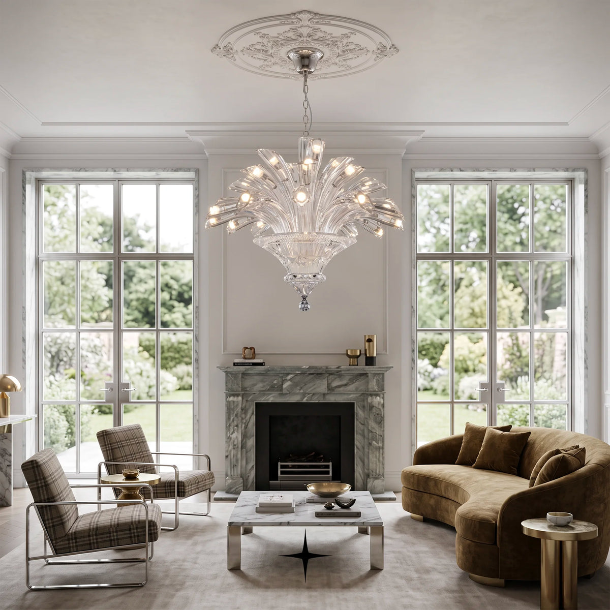 Elegant Brilliance Chandelier featuring coral-inspired radiant crystals in a breathtaking luxury design
