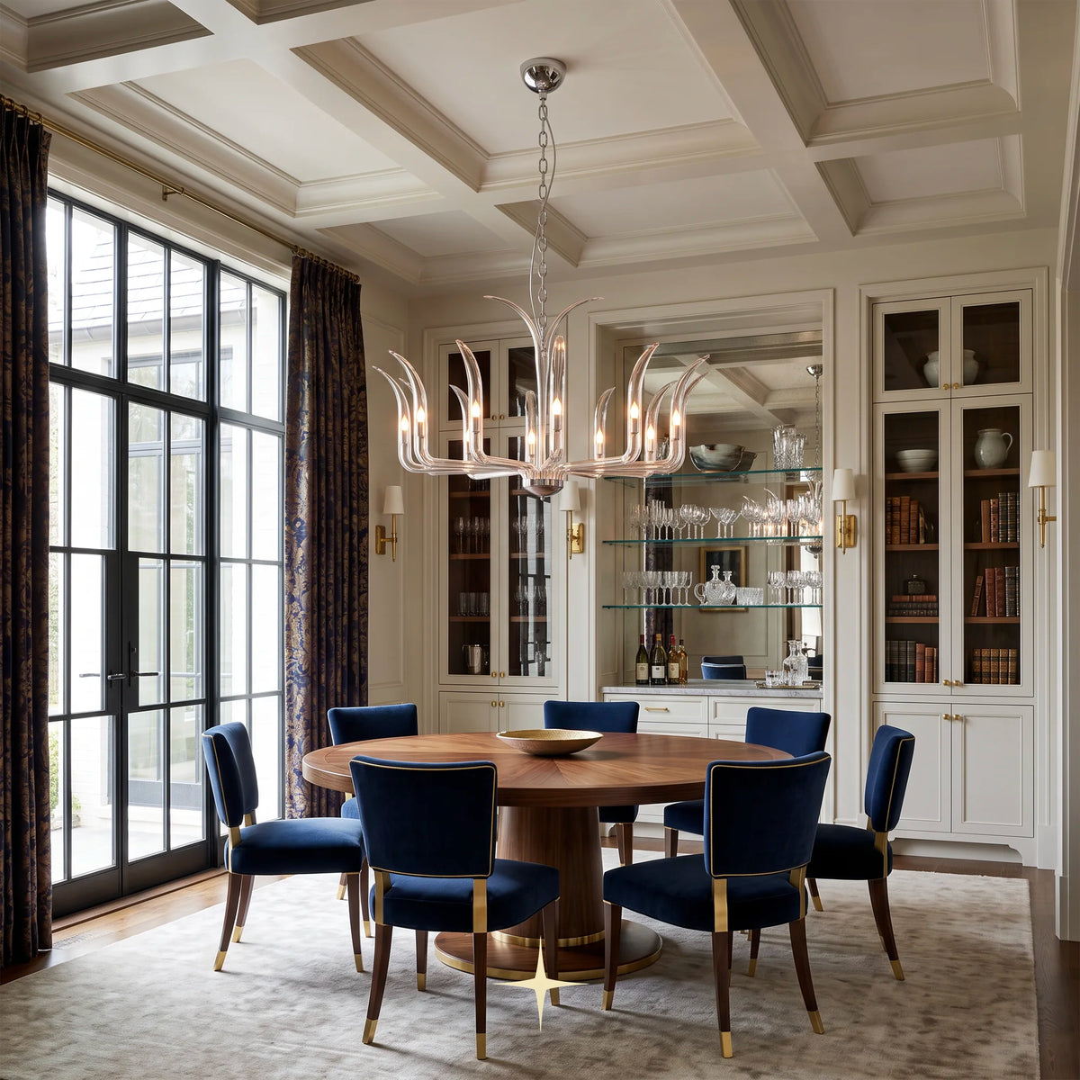 Elegant Zenith Chandelier featuring sleek upward-curving crystal arms and brilliant craftsmanship