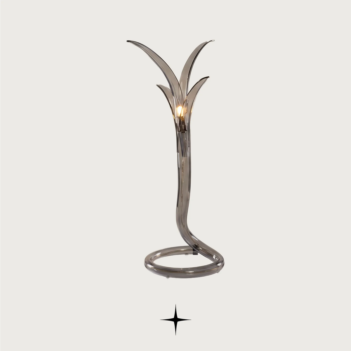 Fable modern luxury table lamp with sleek blue and silver silhouette for sophisticated living spaces.