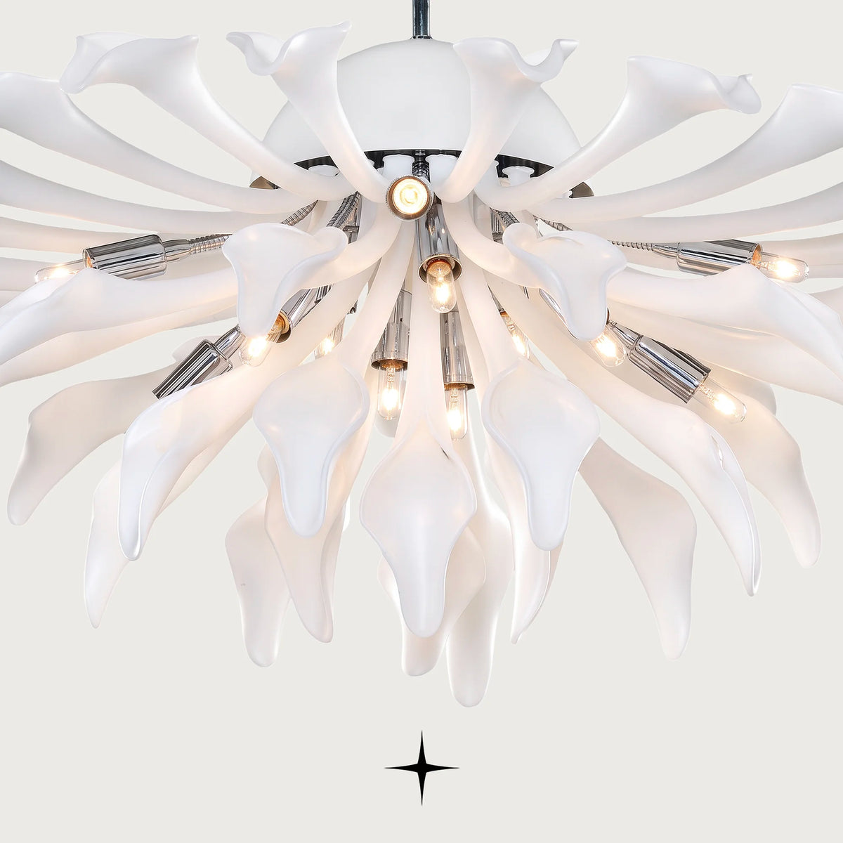 Flora Down flush mount light featuring flower-inspired crystals in a white finish