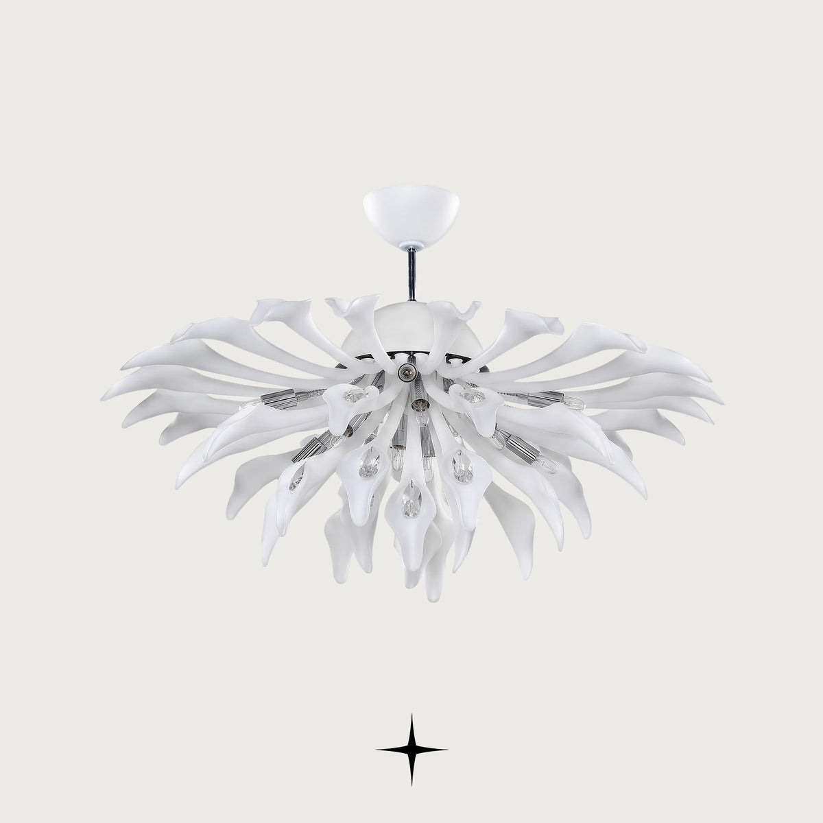 Flora Down flush mount light featuring flower-inspired crystals in a white finish