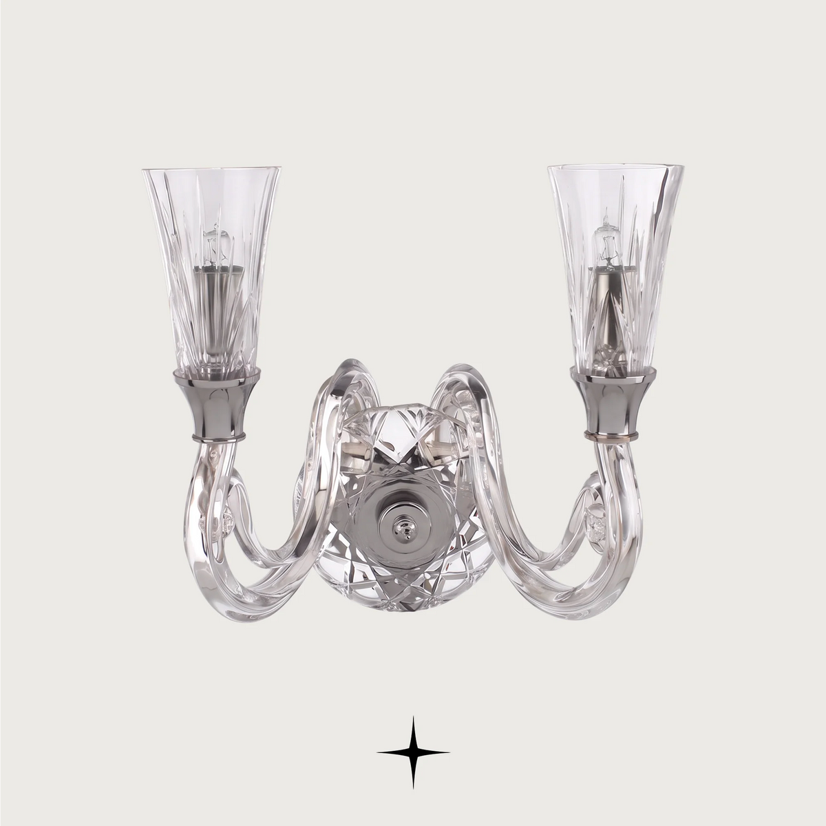 Sophia wall light fixture featuring chic elongated crystal arms and refined metallic accents.