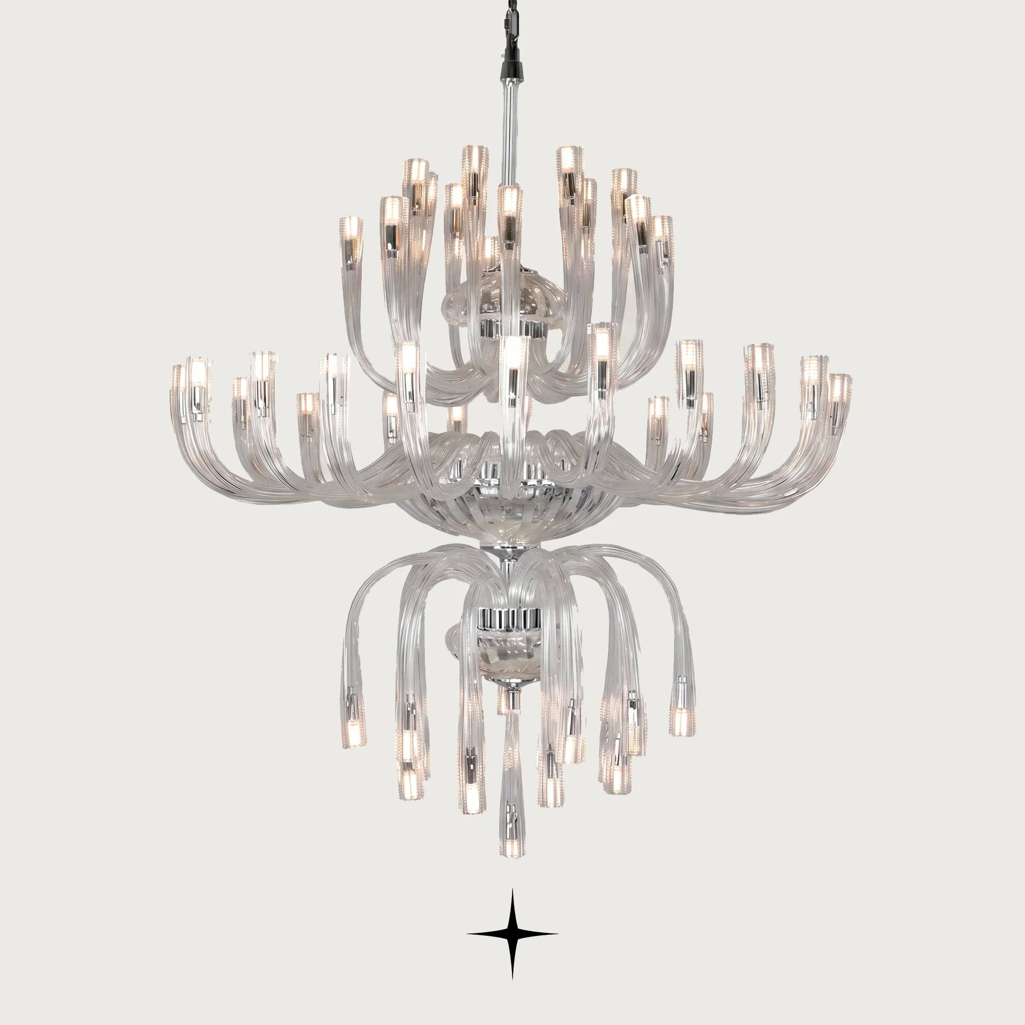 Grand Bliss multi-tier Bohemian crystal chandelier isolated on grey background
