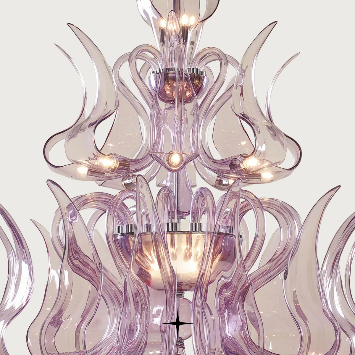 Grand Desperado Chandelier featuring chic elongated and curvaceous bohemian crystal arms available in seven sizes.