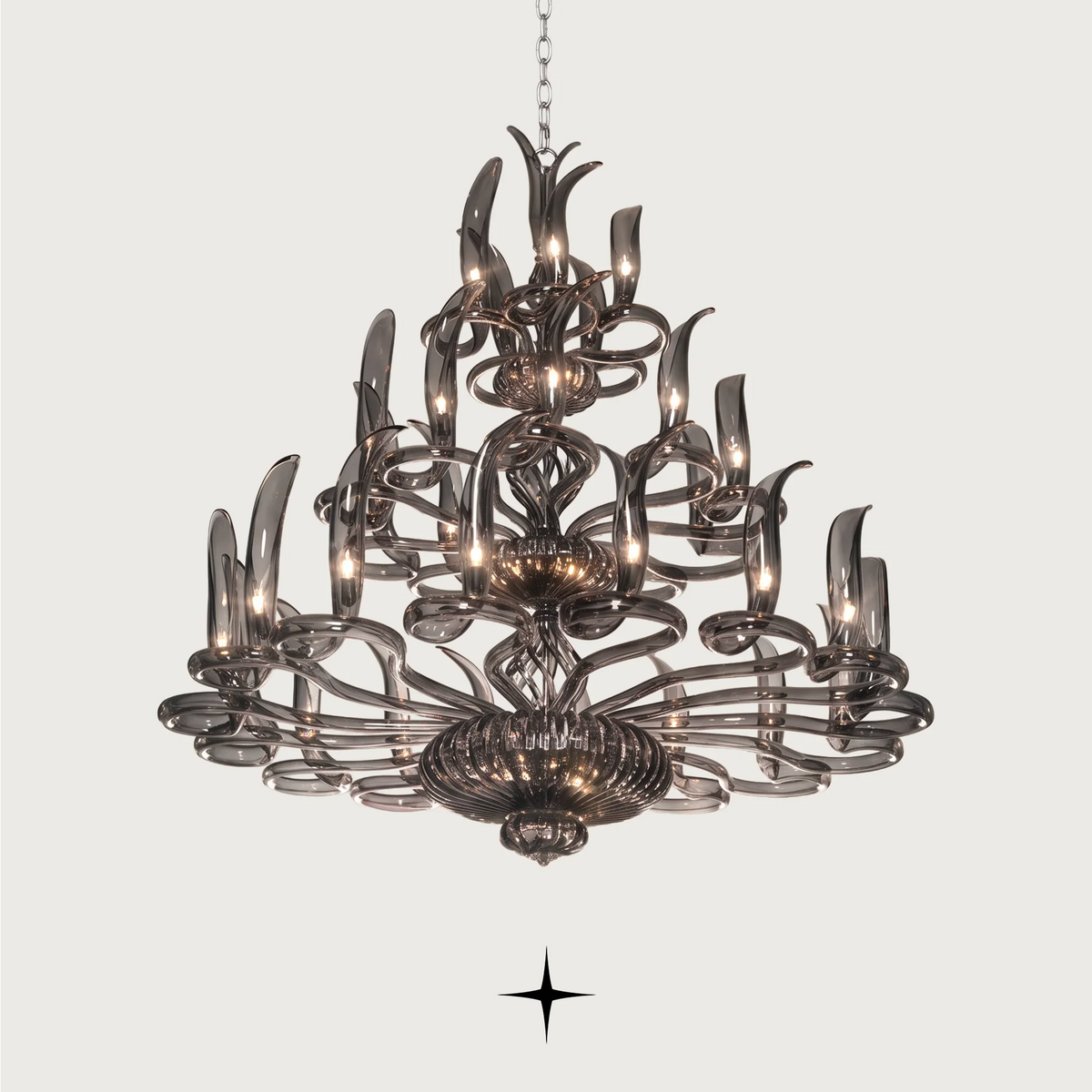 Grand Dream Chandelier featuring gracefully swirling crystal arms and exquisite craftsmanship.
