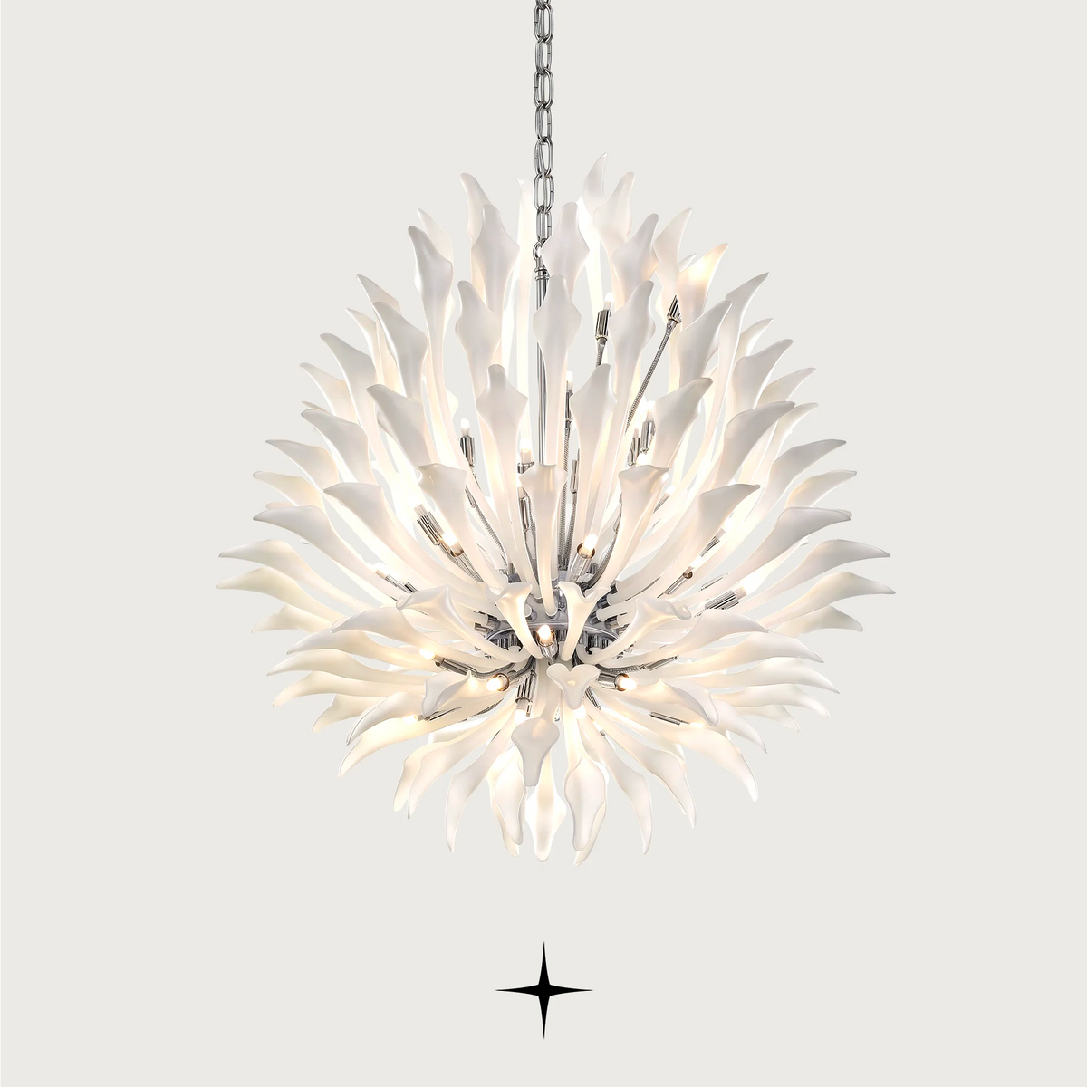 Grand Flora Chandelier featuring exquisite flower-inspired crystals available in five sizes.