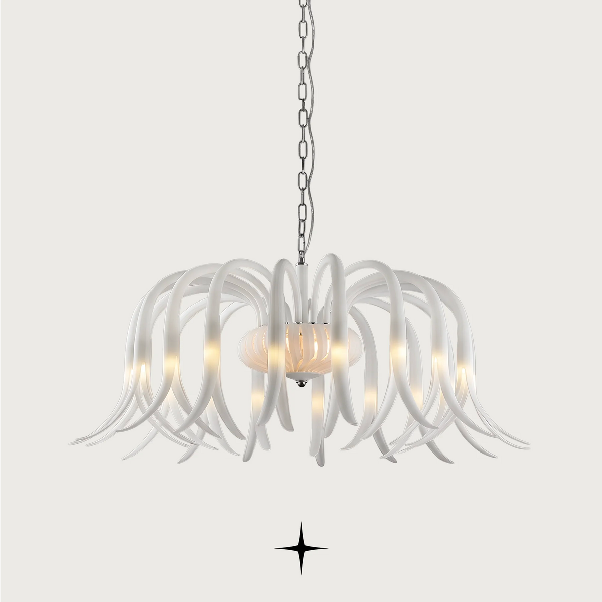 Grand Isadora Chandelier featuring downward-facing crystal flowers and customizable color options.