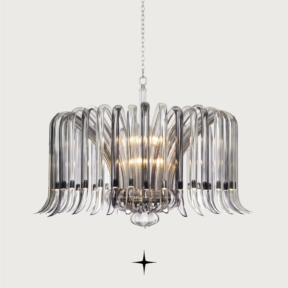 Grand Shanon Chandelier featuring cascading multi-colored crystal wings and intricate falling arms design.