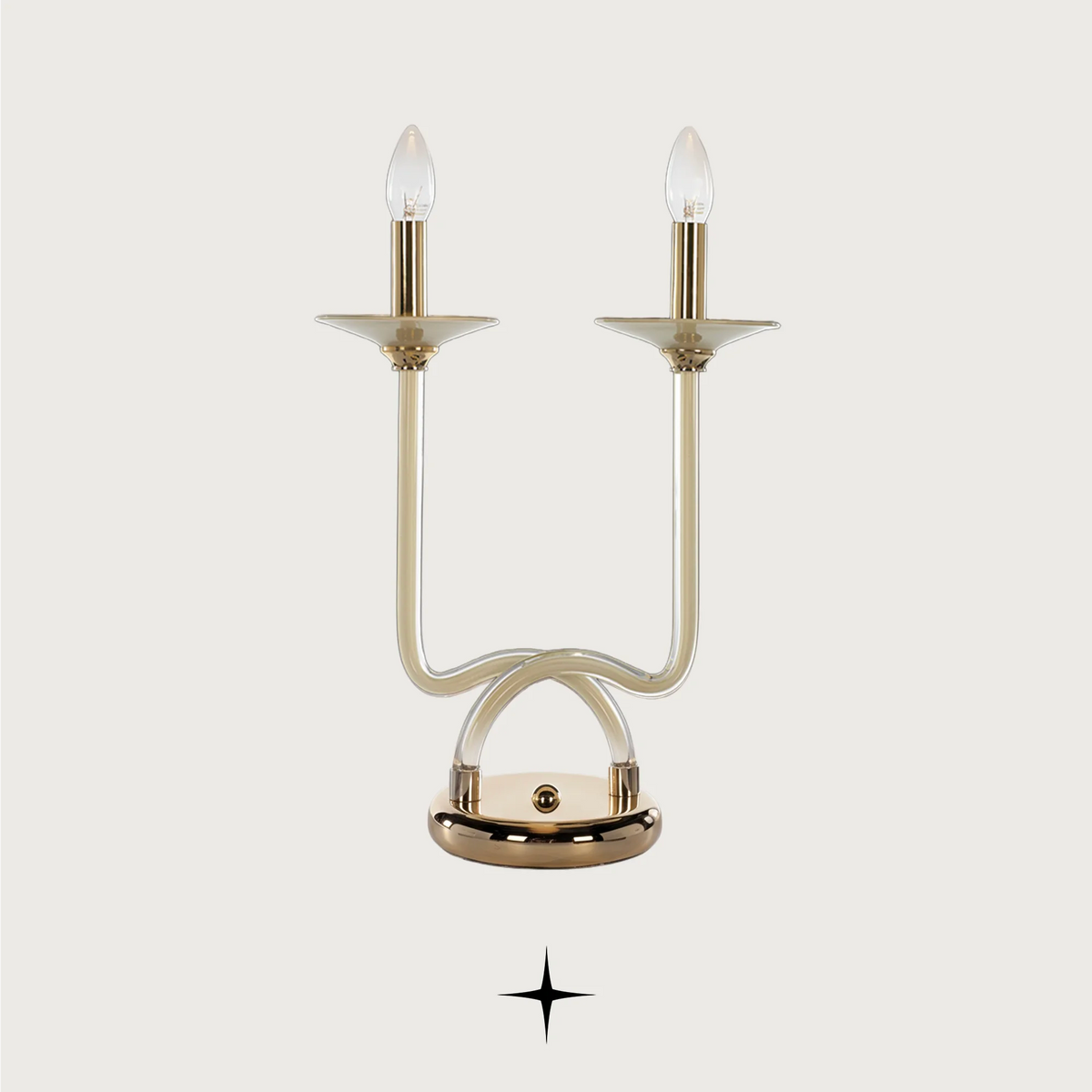 Harmony luxury Bohemian crystal table light with dual candle arms