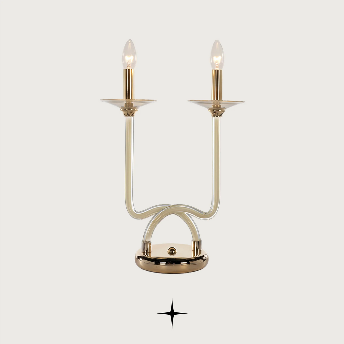Harmony luxury Bohemian crystal table light with dual candle arms