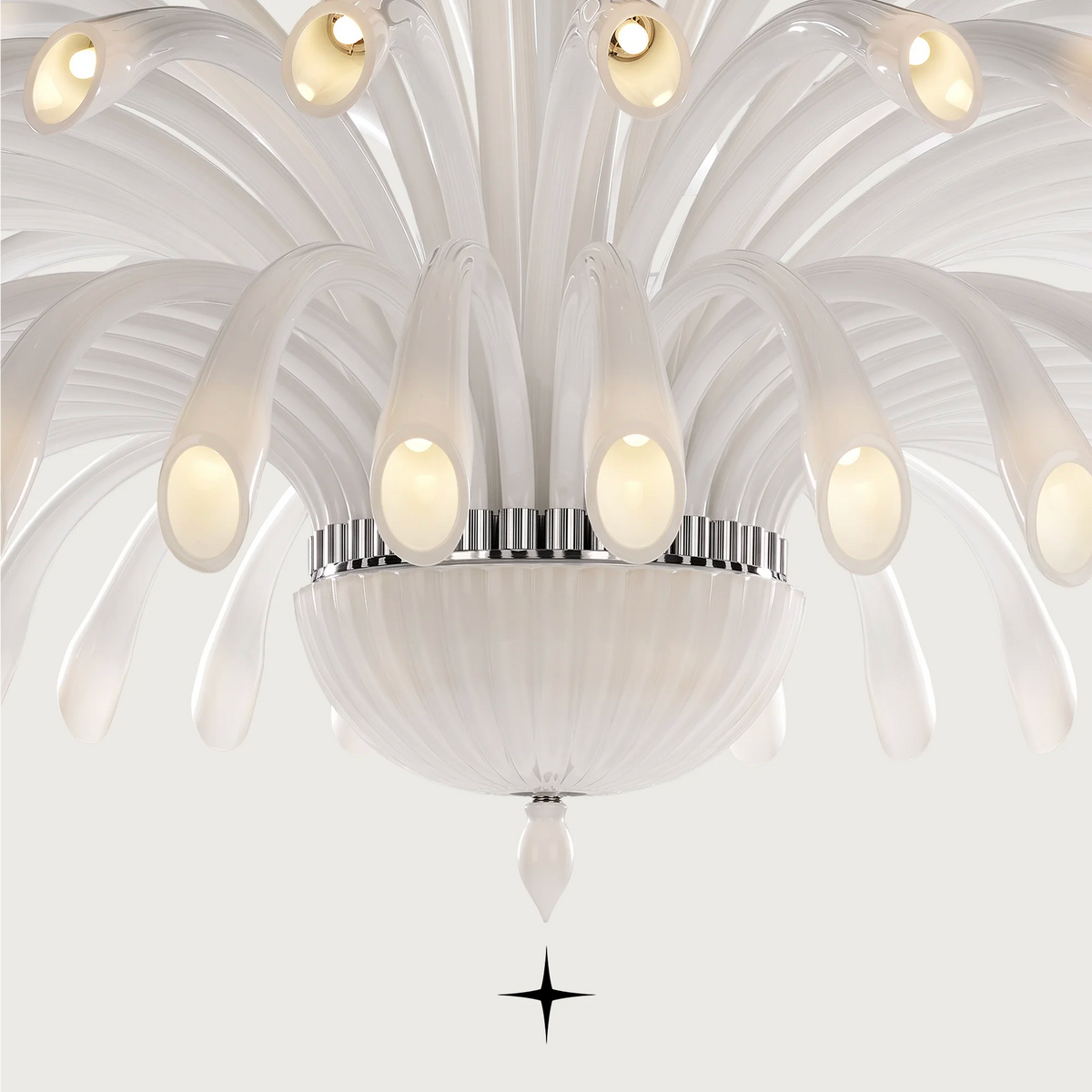 Jasmine Chandelier featuring complex intricate details available in four stunning sizes including spherical options.