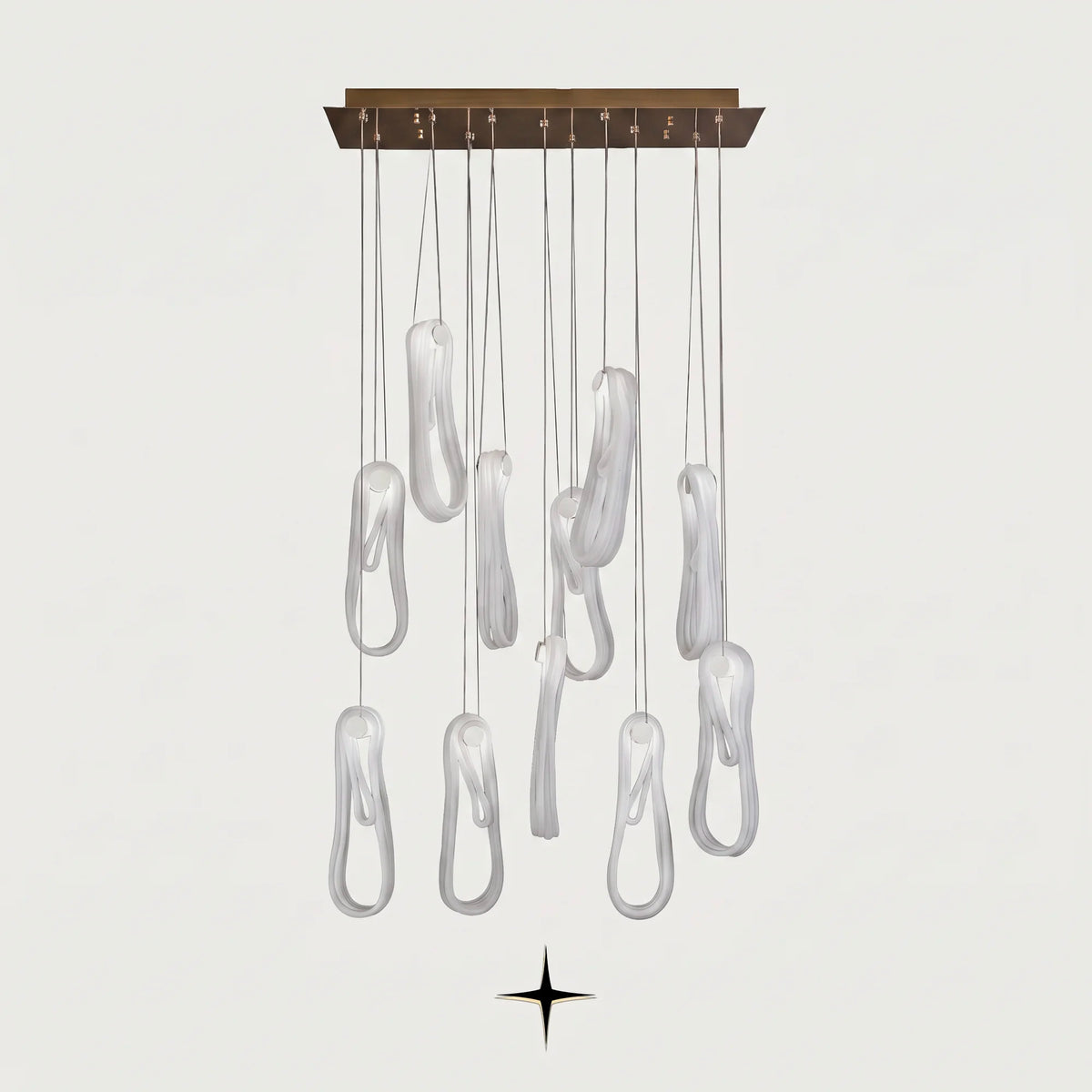 Lavadora modern twisted glass loop pendant chandelier on light grey background