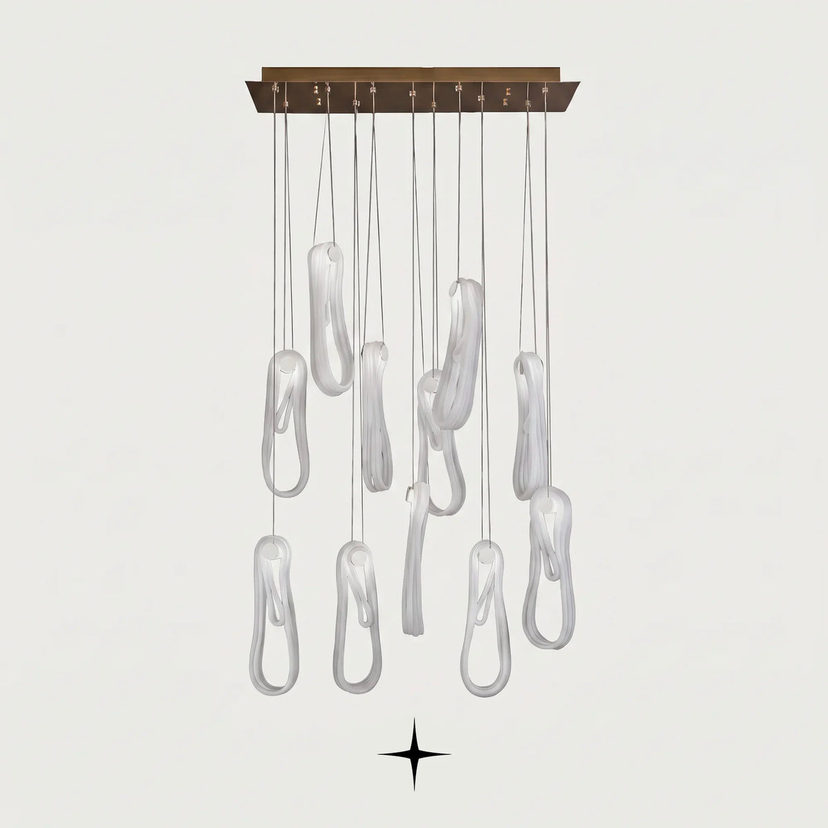 Lavadora modern twisted glass loop pendant chandelier on light grey background