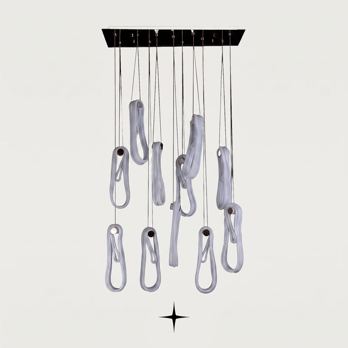 Lavadora modern twisted glass loop pendant chandelier on light grey background