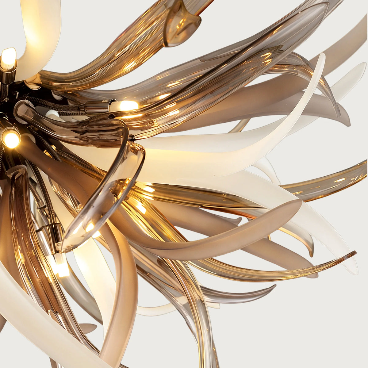 Lavish Dandelion Chandelier featuring an expansive floral burst of amber and clear crystal tendrils