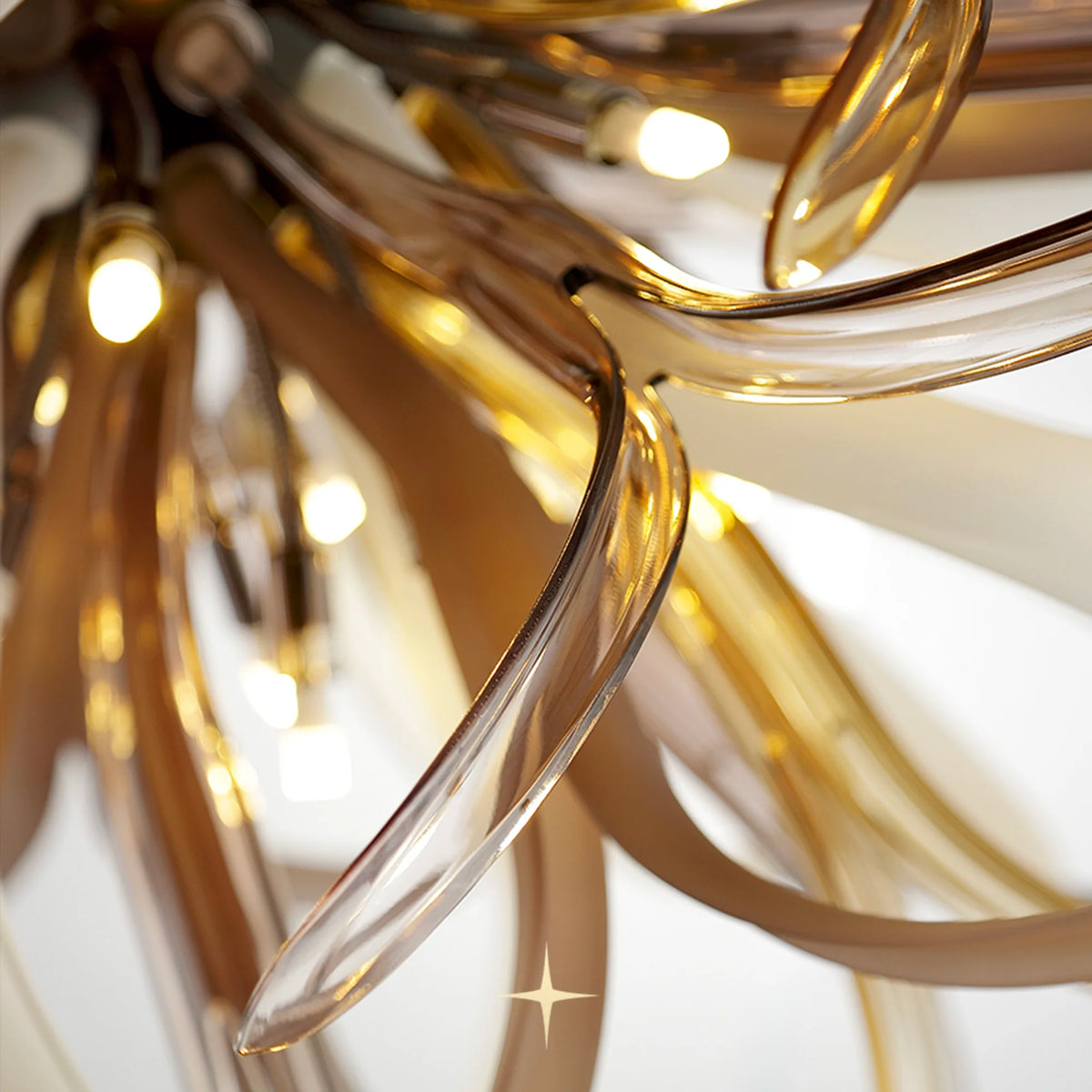 Lavish Dandelion Chandelier featuring an expansive floral burst of amber and clear crystal tendrils