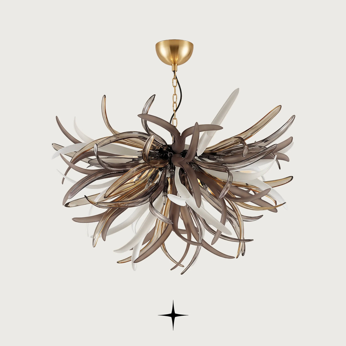 Lavish Dandelion Chandelier featuring an expansive floral burst of amber and clear crystal tendrils