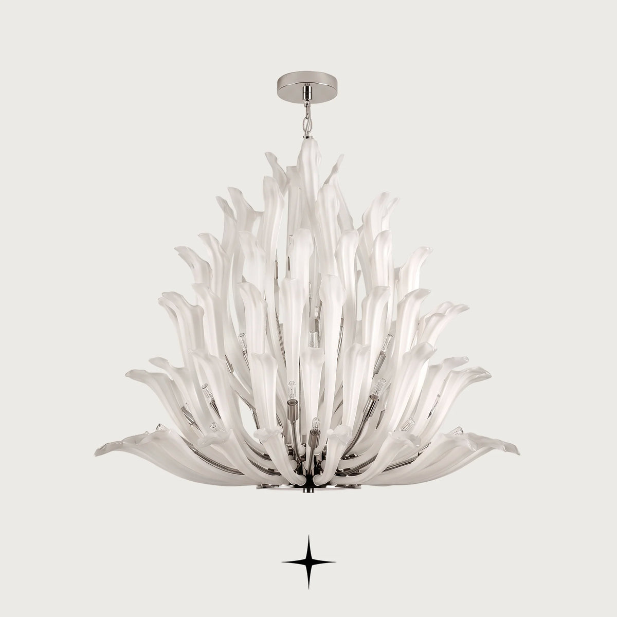 Lavish Flora Chandelier featuring flower-inspired matte white crystals in a botanical luxury design