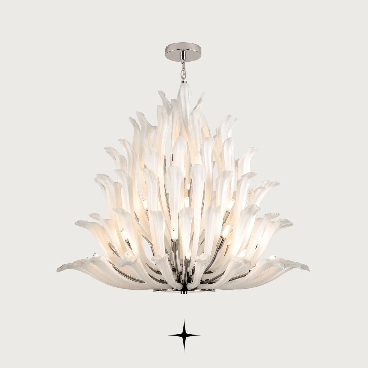 Lavish Flora Chandelier featuring flower-inspired matte white crystals in a botanical luxury design