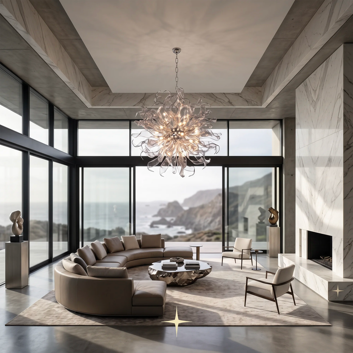 Lavish Magnificia Chandelier featuring 58 arms with 25 G9 LEDs in a grand spherical design available in four stunning sizes.