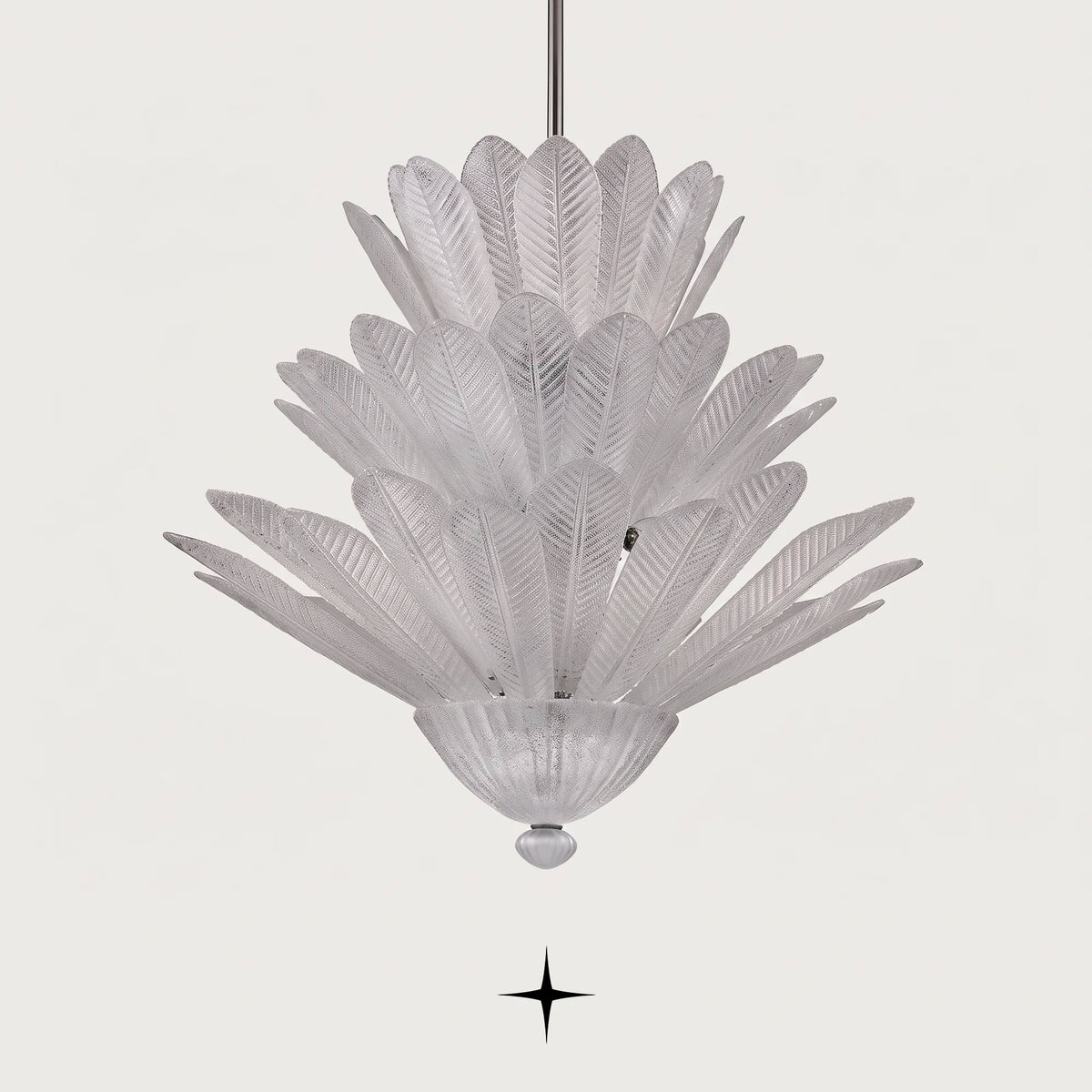 Lavish Mythic Chandelier featuring three overlapping levels of corolla-shaped glass petals in a luxury design