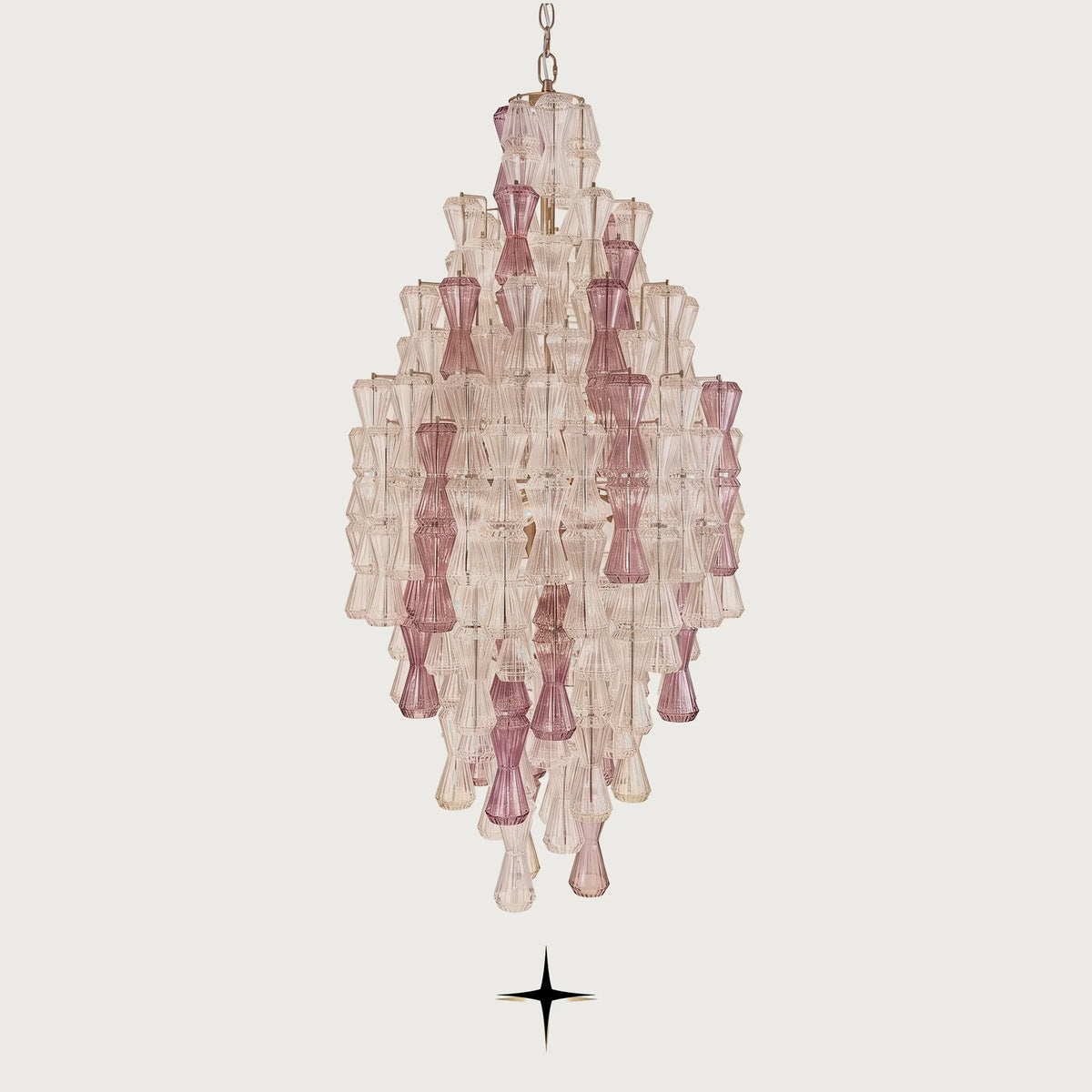 Lavish Seattle modern Rigadin glass chandelier with purple and clear glass accents