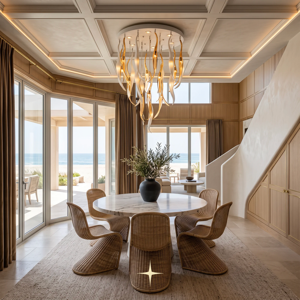 Lavish Shine Chandelier featuring dripping golden crystals and captivating light reflections.