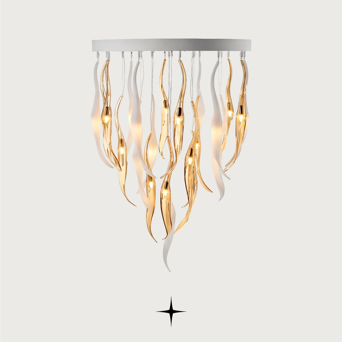 Lavish Shine Chandelier featuring dripping golden crystals and captivating light reflections.