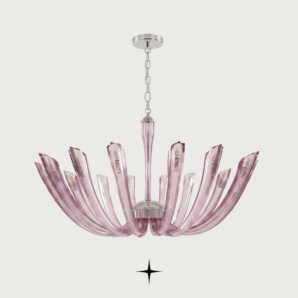 Lavish Sienna Chandelier featuring chic elongated crystal arms in a stunning luxury finish