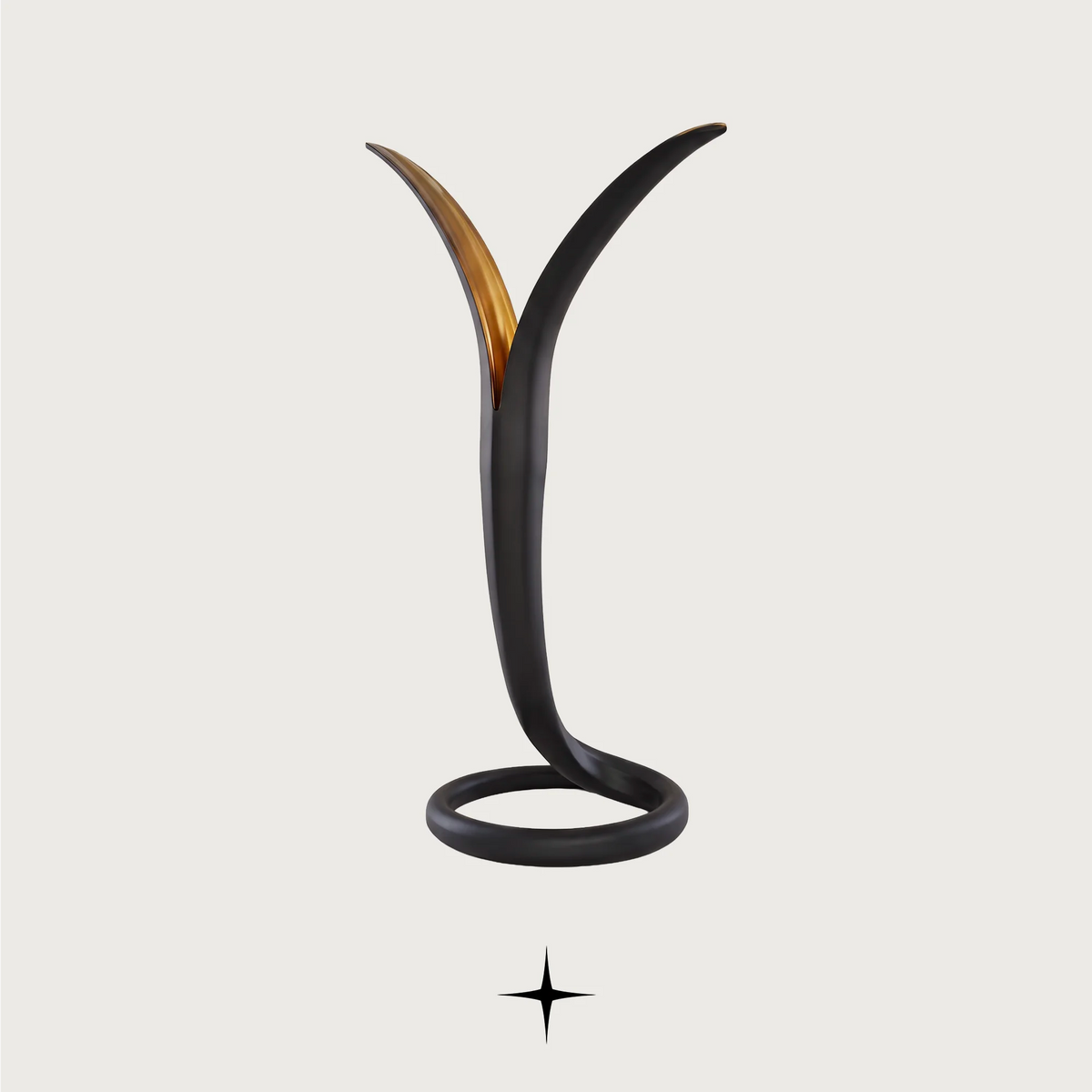 Liora modern luxury table lamp with sleek black and gold silhouette for sophisticated living spaces.