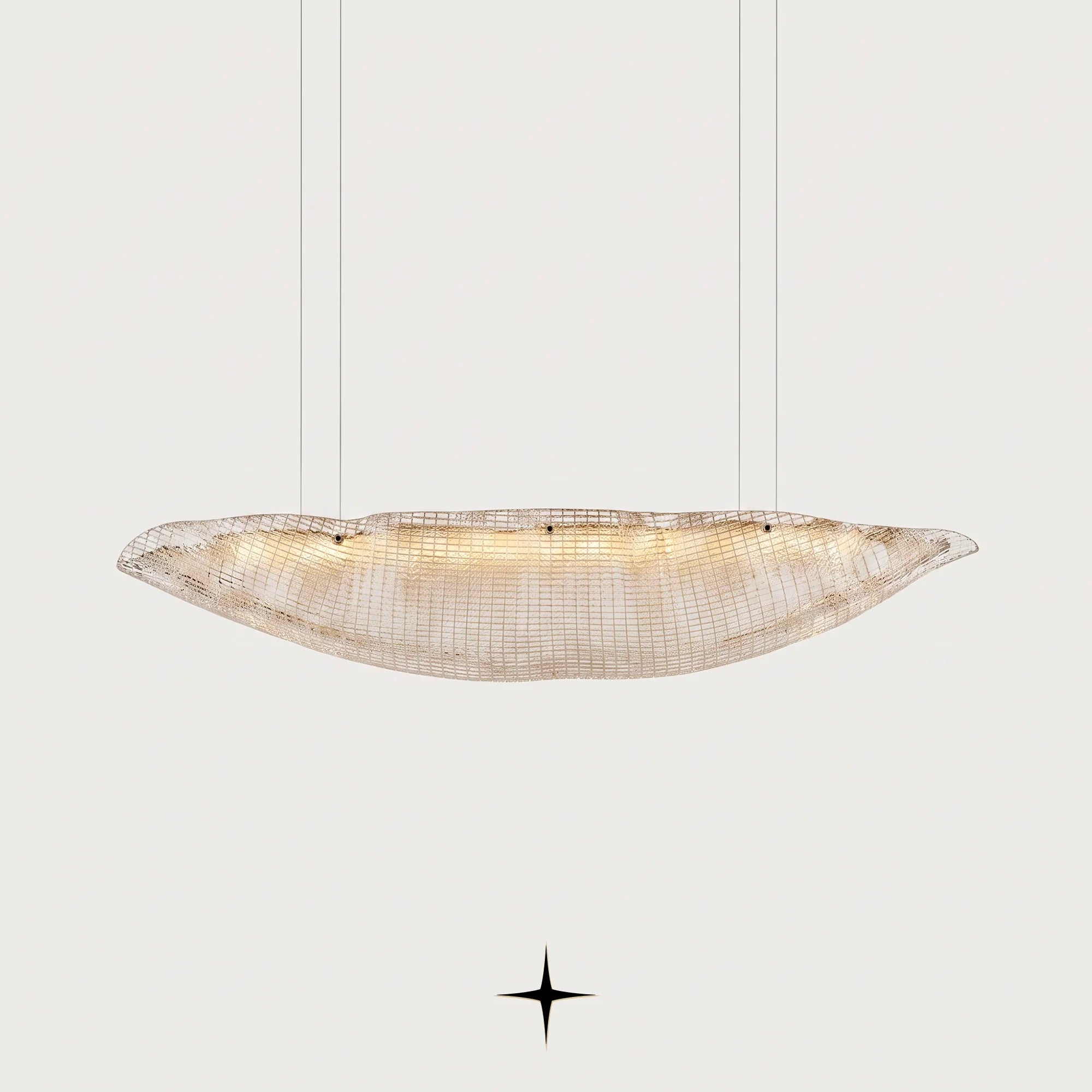 Marina blanket-like Murano glass wave LED chandelier on light grey background