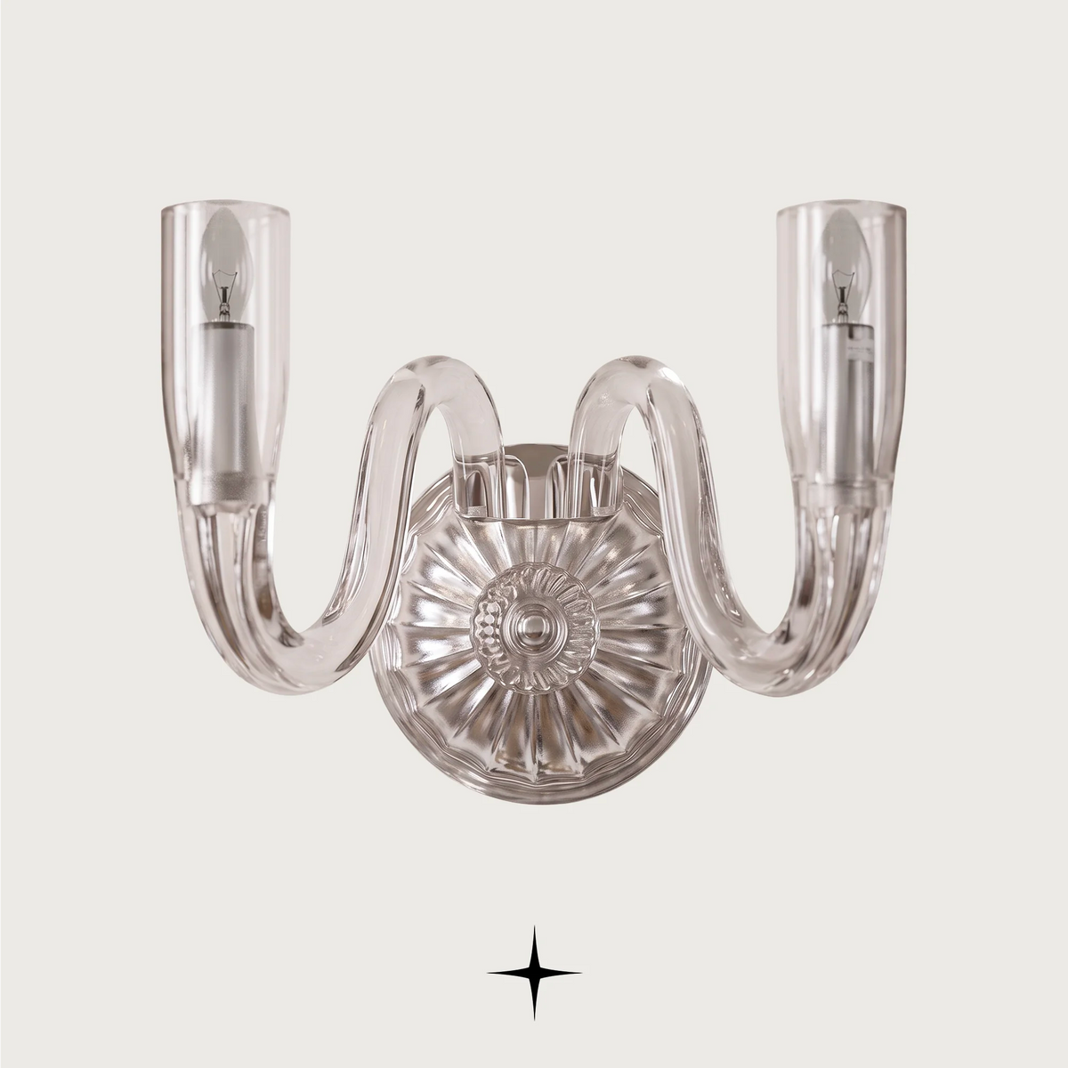 Solara neoclassical wall light fixture featuring exquisite crystal details and curved arms.