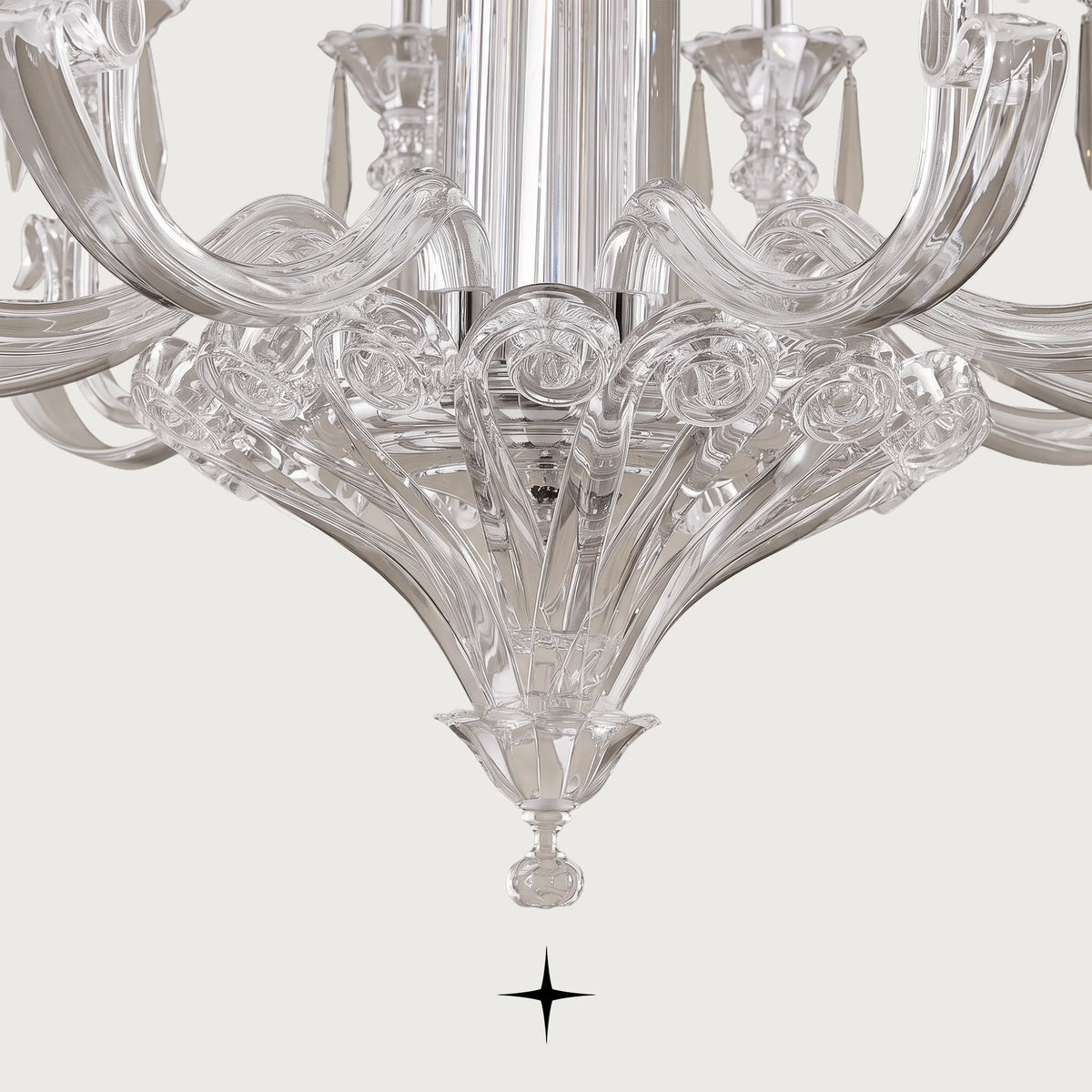 Twilight Chandelier featuring 14 candle-style LED lights set on clear Bohemian crystal arms