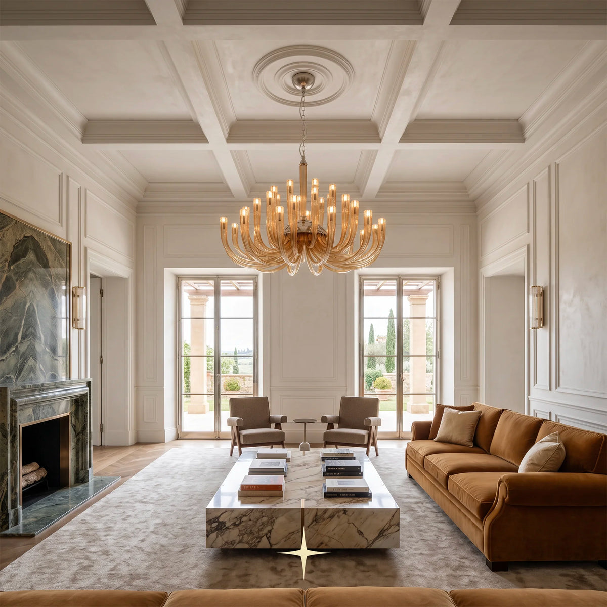 Elegant Bliss Chandelier featuring cascading ribbed Bohemian crystal tubes in a contemporary luxury design

