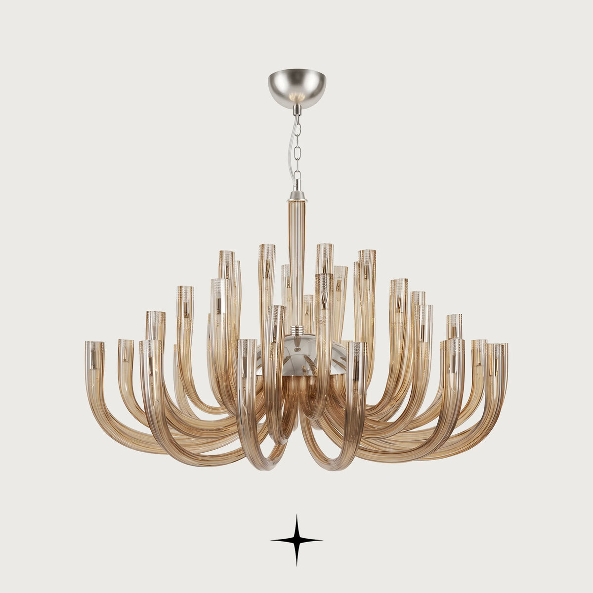 Elegant Bliss Chandelier featuring cascading ribbed Bohemian crystal tubes in a contemporary luxury design
