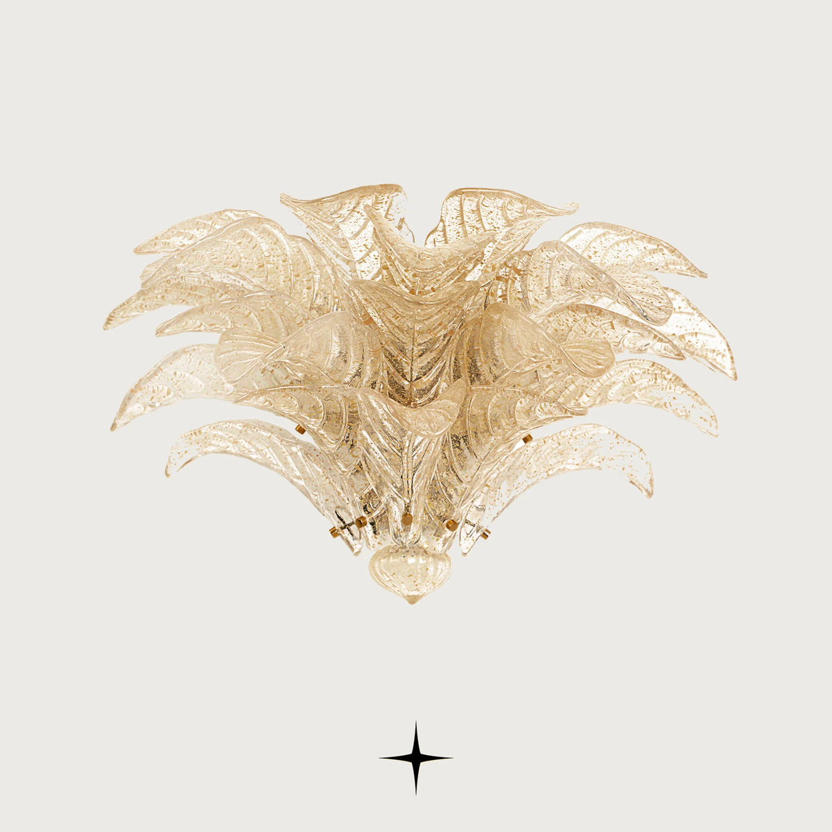  Madam gold-tinted Murano glass leaf wall sconce on light grey backdrop