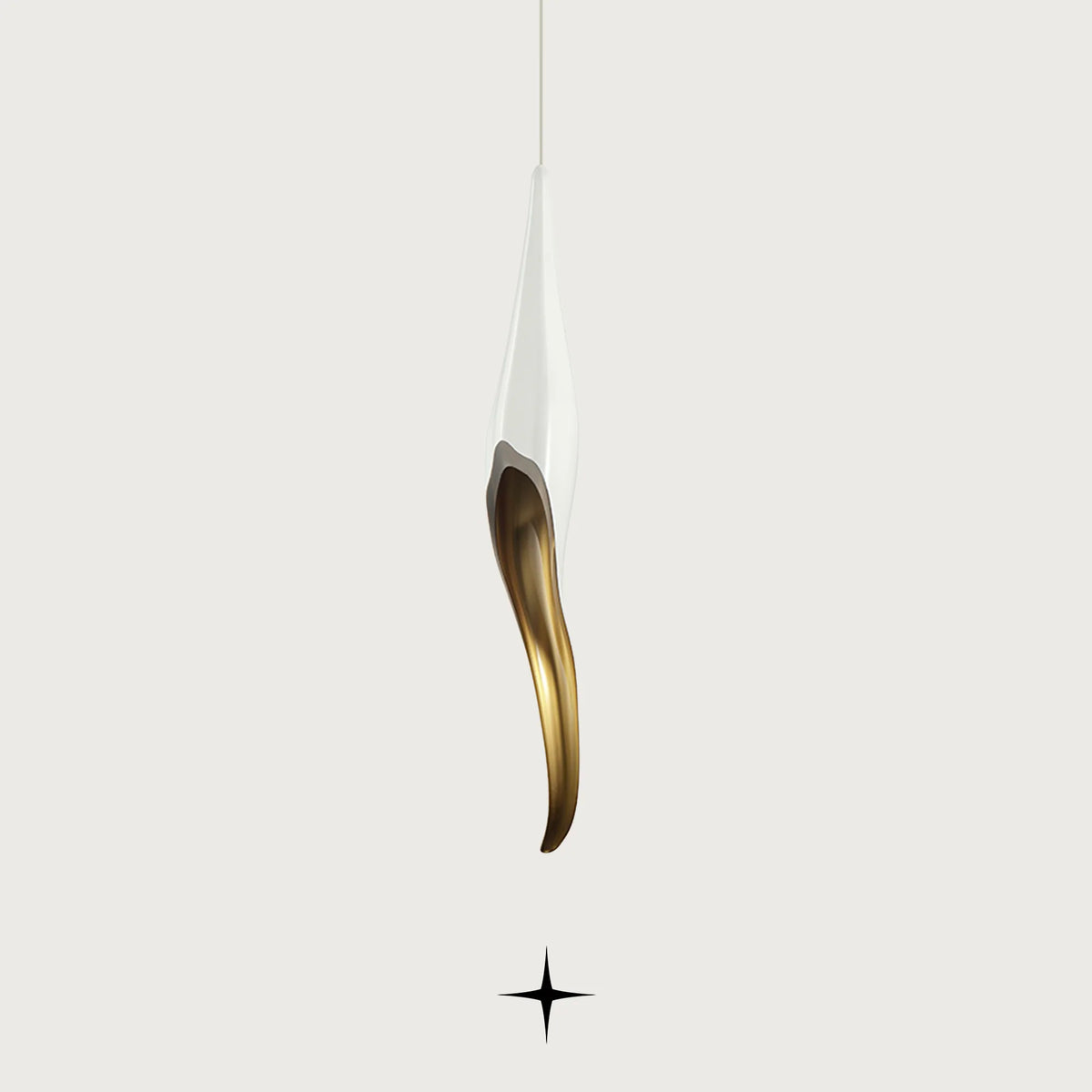 Bella pendant light featuring cascading white flower crystal with gold accent
