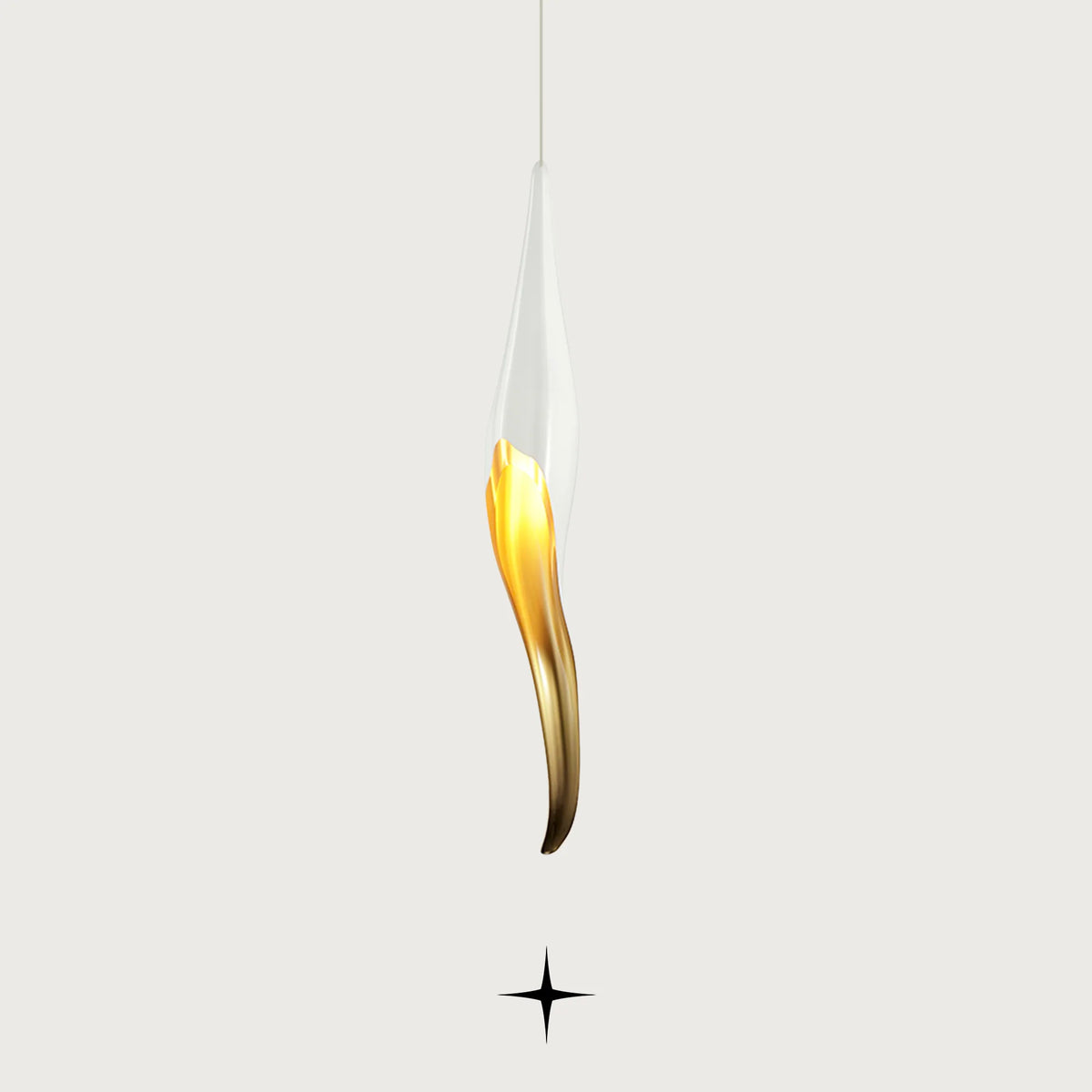 Bella pendant light featuring cascading white flower crystal with gold accent
