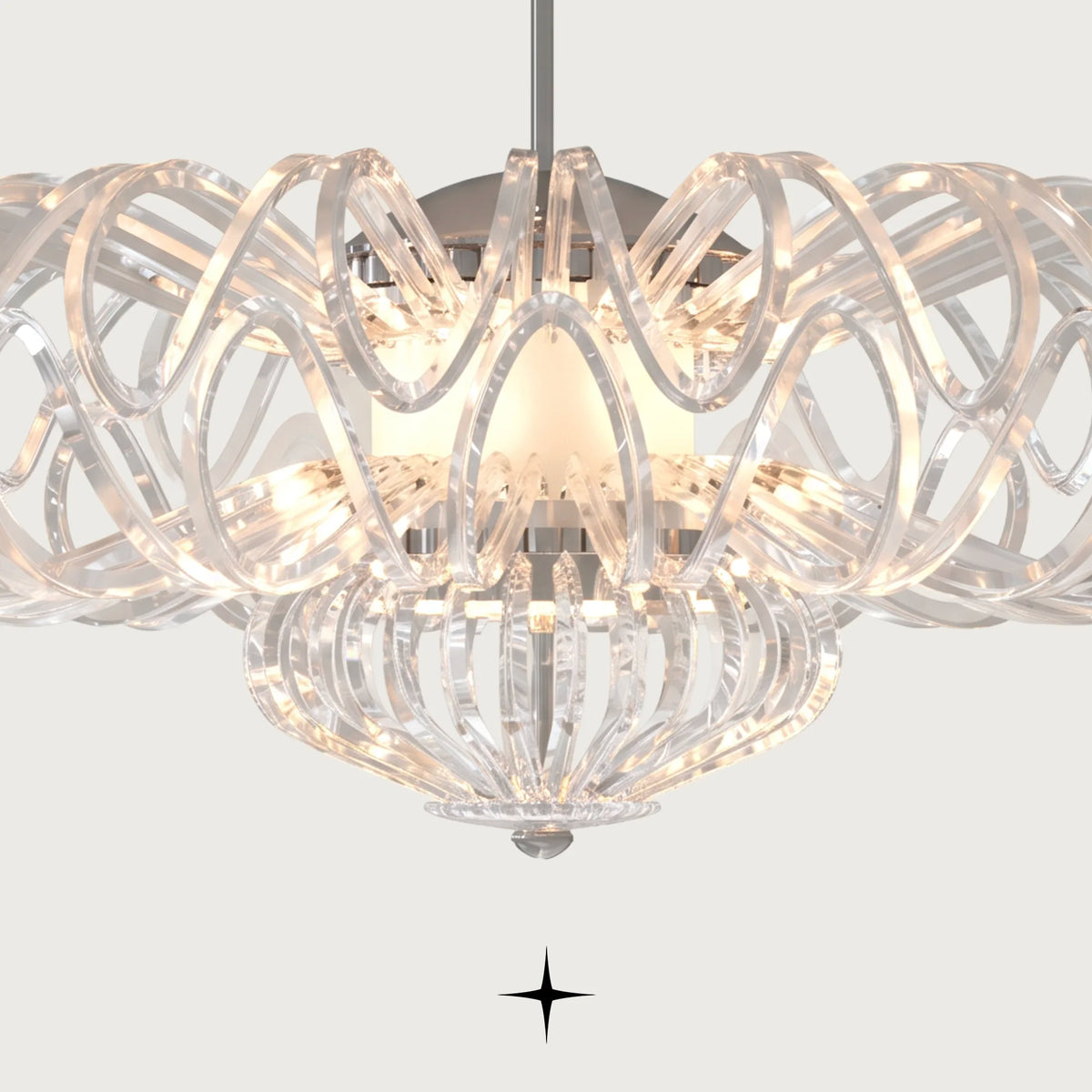Celeste Chandelier featuring clear Bohemian crystal loops and 17 G9 LED lights
