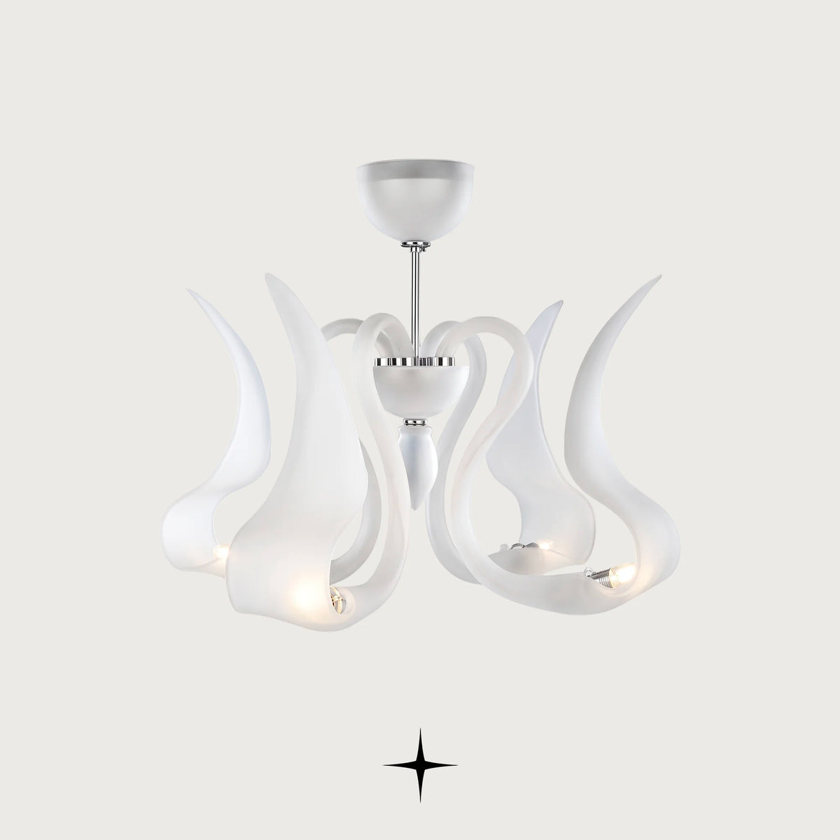 Desperado Chandelier featuring chic elongated and curvaceous bohemian crystal arms in a 6-tier configuration
