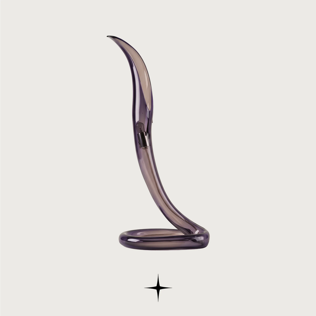 Dream modern luxury table light with curved purple glass and refined metallic accent for sophisticated living spaces.
